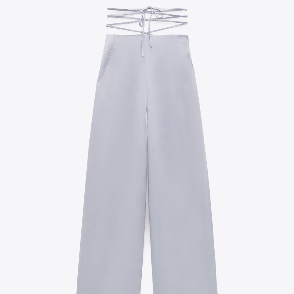 FULL-LENGTH SATIN TROUSERS - Picture 6 of 6